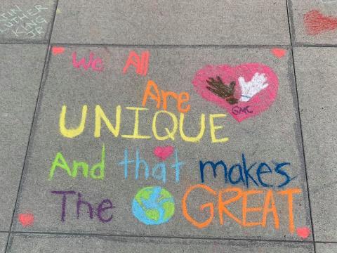 We Are All Unique - Chalk the Walk drawing